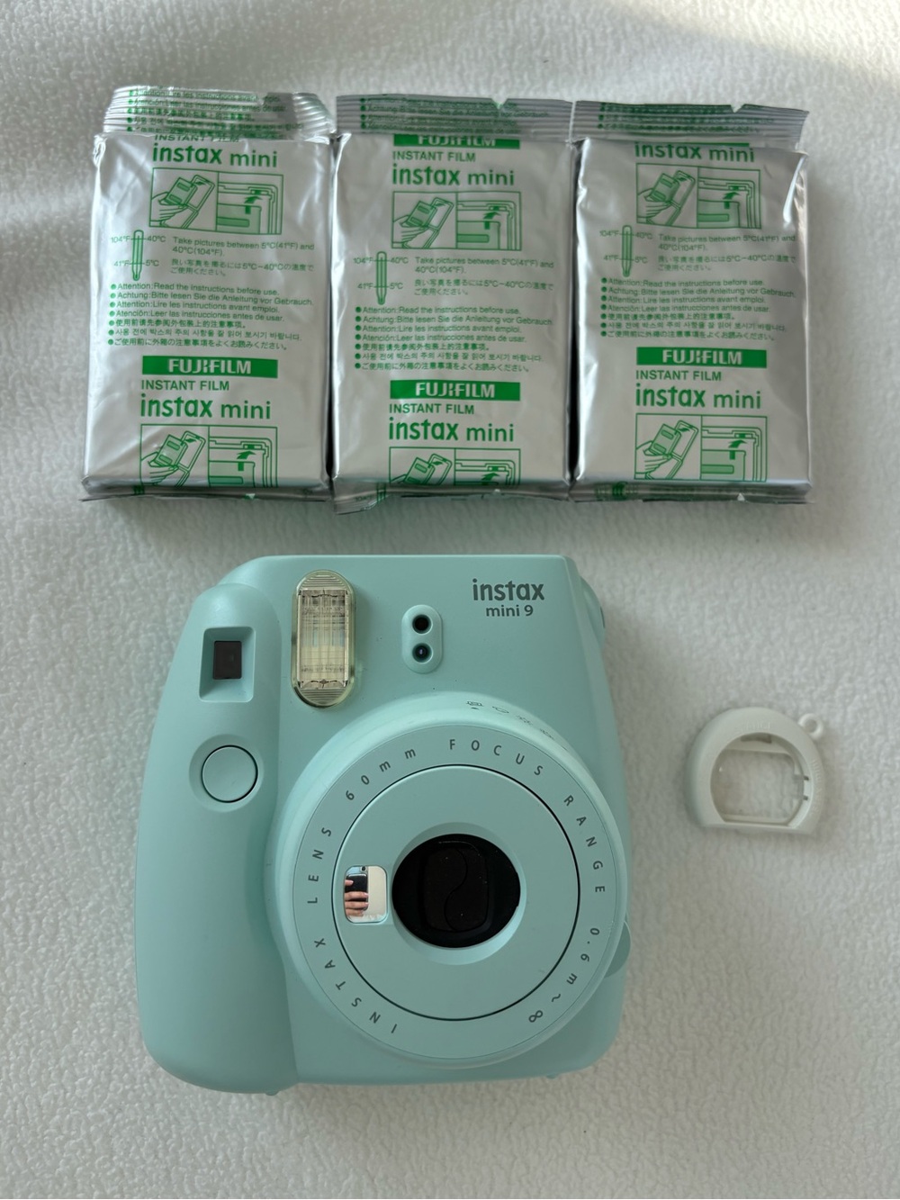 Fujifilm Ice Blue Instamax Mini 9 with 3 Film Packs Bundle, 40 Sheets Total